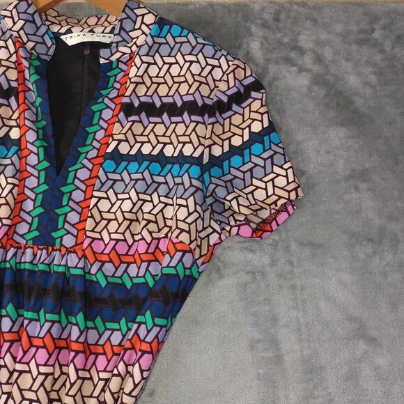 Trina Trunk Women Black Geometric Printed Jersey Office Resort-wear Church Dress - Picture 9 of 11